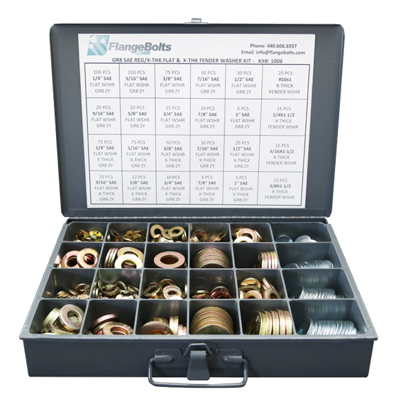 Inch Grade 8 SAE Regular & Extra Thick Flat Washers & Thick Fender Washers - 731 PCS